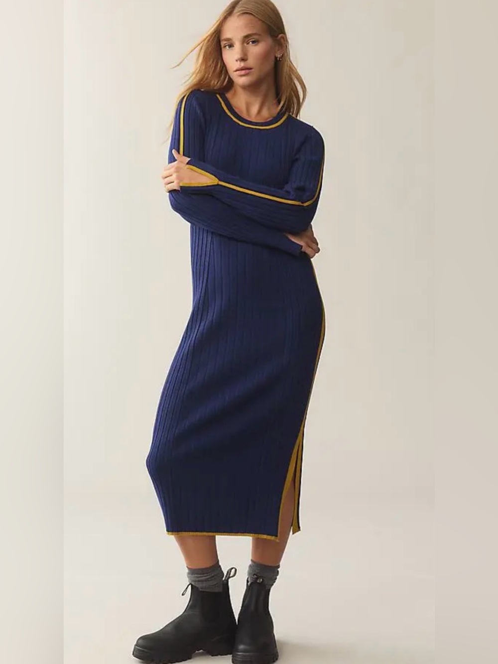Anthropologie daily practice longsleeve sporty sweater dress size XXS navy blue